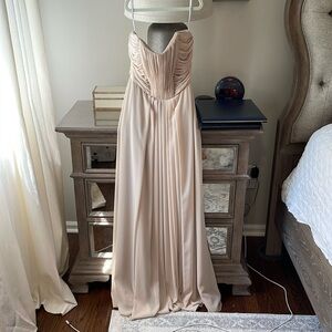 WTOO by Waters and Waters strapless nude bridesmaid dress